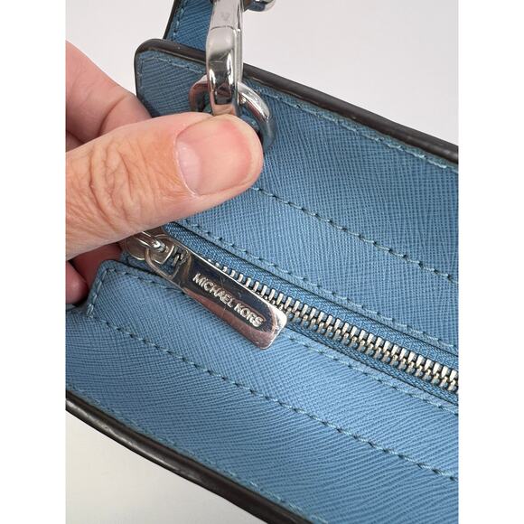 Michael Kors Selma Medium TZ Satchel in Steel Blue/Sky/Navy - Picture 9 of 16